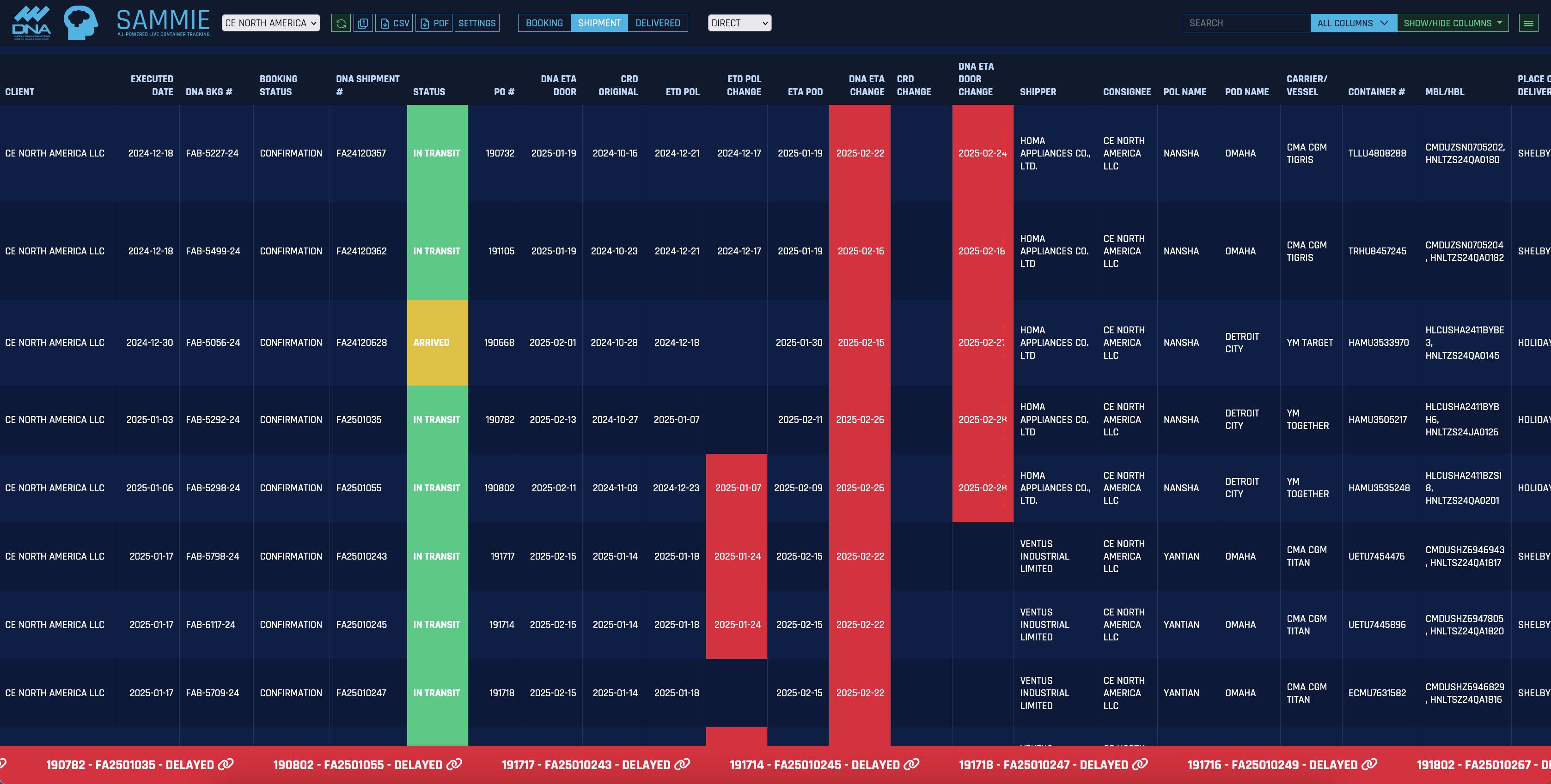 DNA S.A.M.M.I.E. Freight Visibility Platform